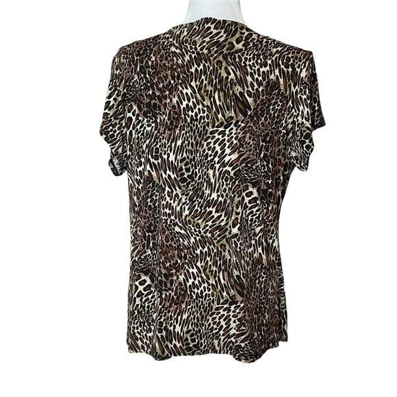 Leopard Print Career Blouse Top Shirt size XL Cheetah Print Animal Print - Picture 7 of 12